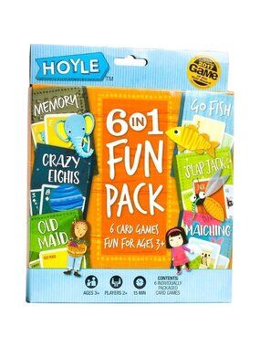Hoyle 6 in 1 Fun Pack Kids Card Games Go Fish Old Maid Crazy 8s Slapjack